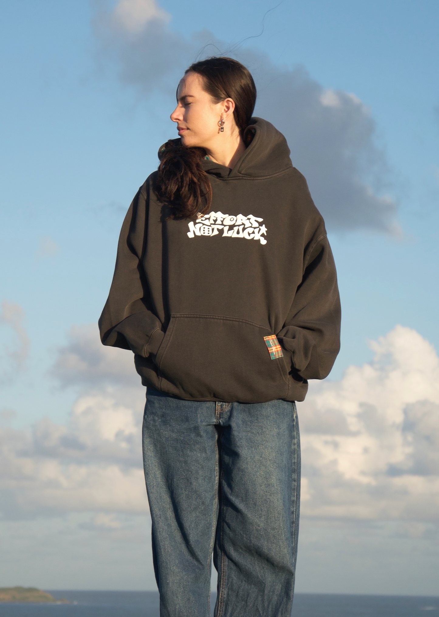 EFFORT NOT LUCK HOODIE FADED BLACK