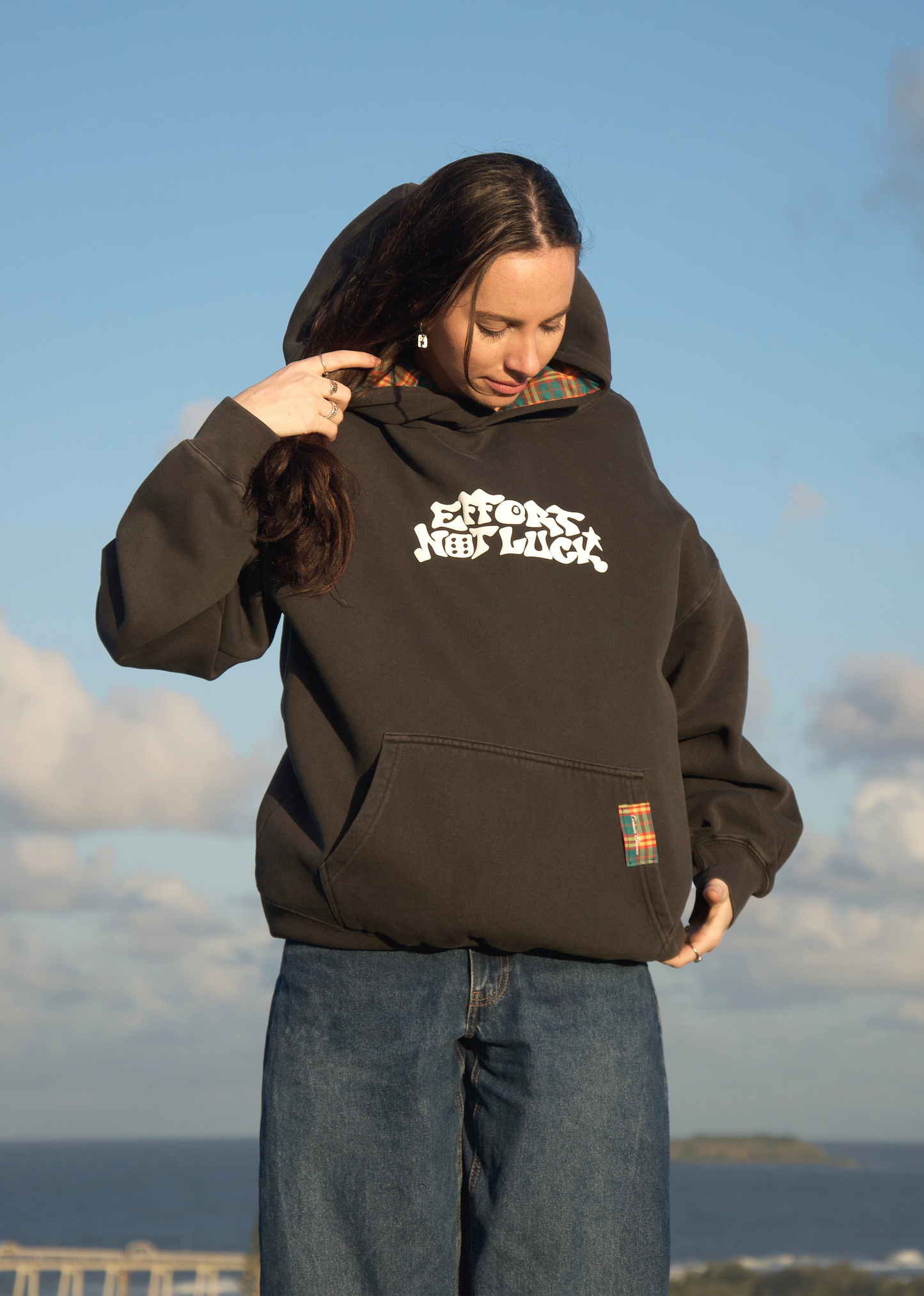 EFFORT NOT LUCK HOODIE FADED BLACK