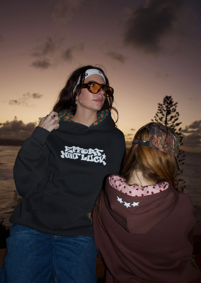 EFFORT NOT LUCK HOODIE FADED BLACK