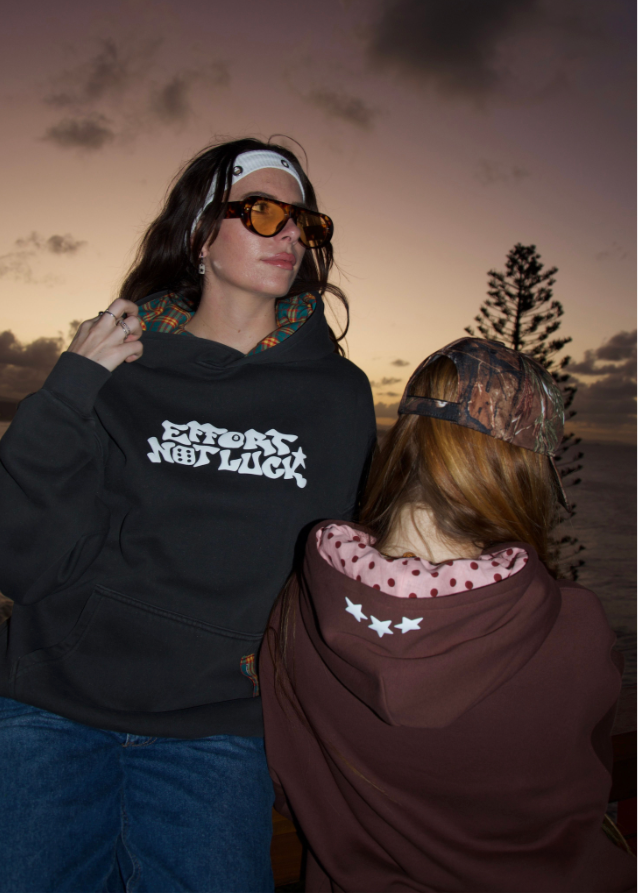 EFFORT NOT LUCK HOODIE CHESTNUT BROWN