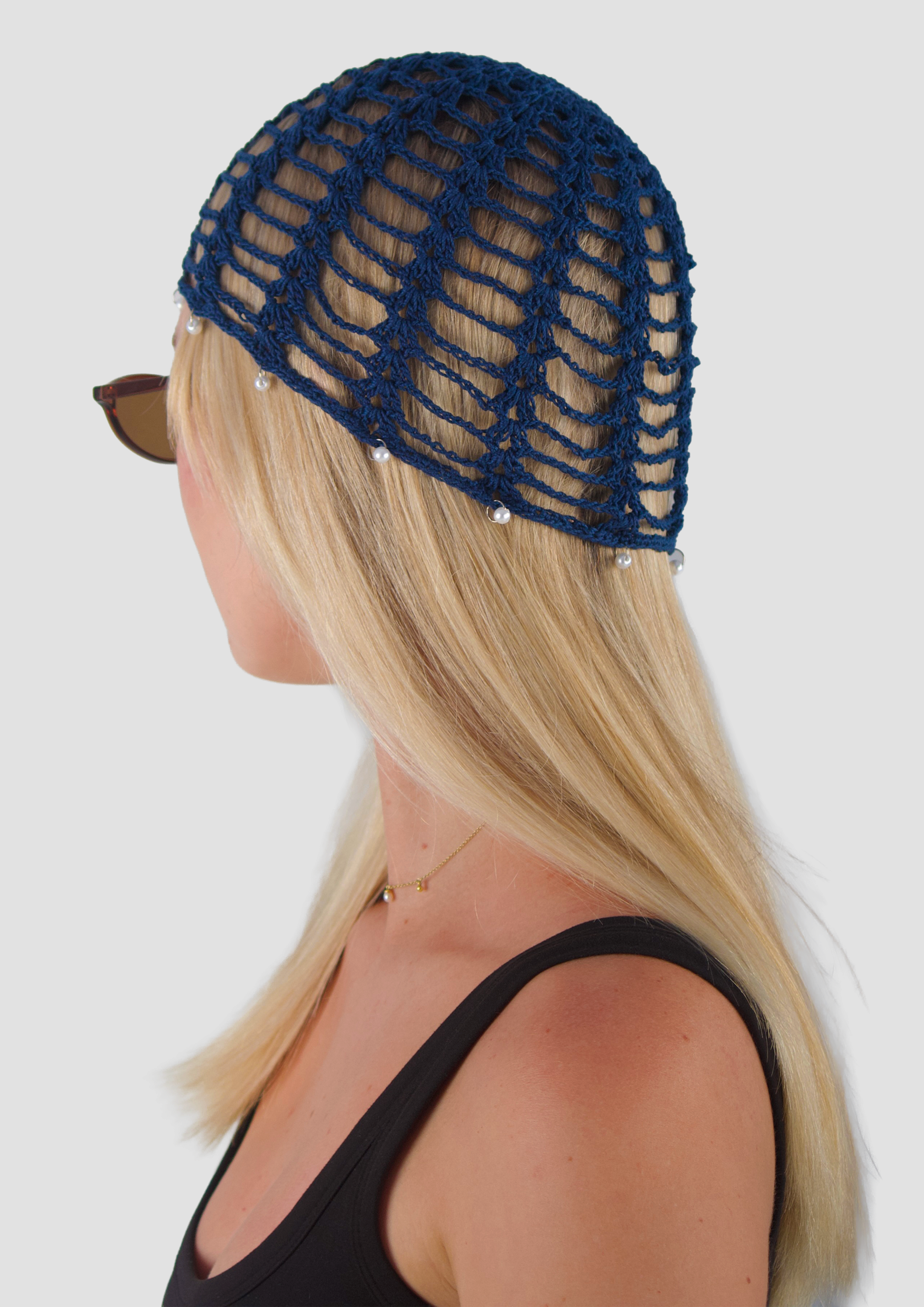 NAVY CROCHET CAP