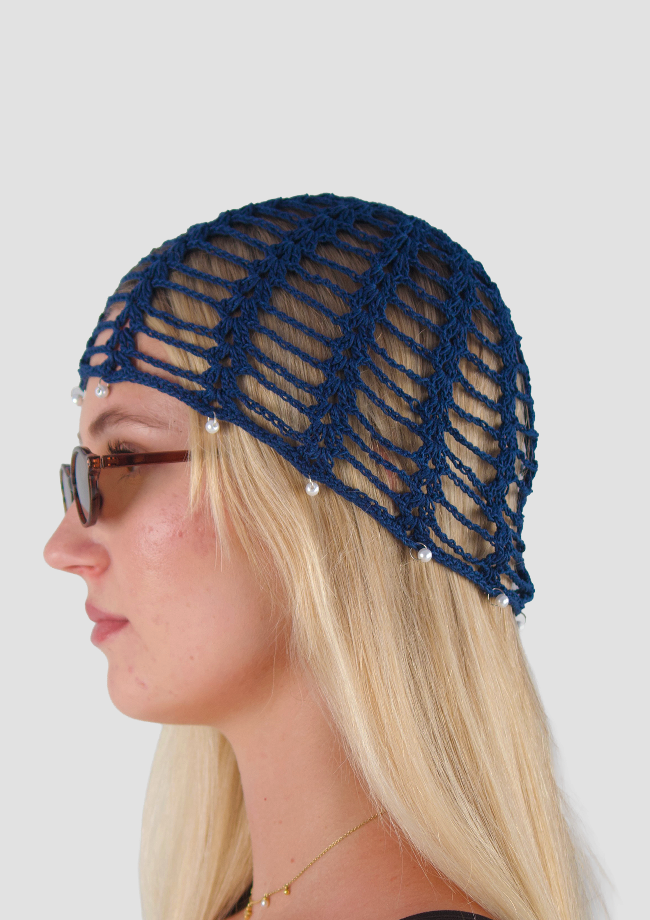 NAVY CROCHET CAP