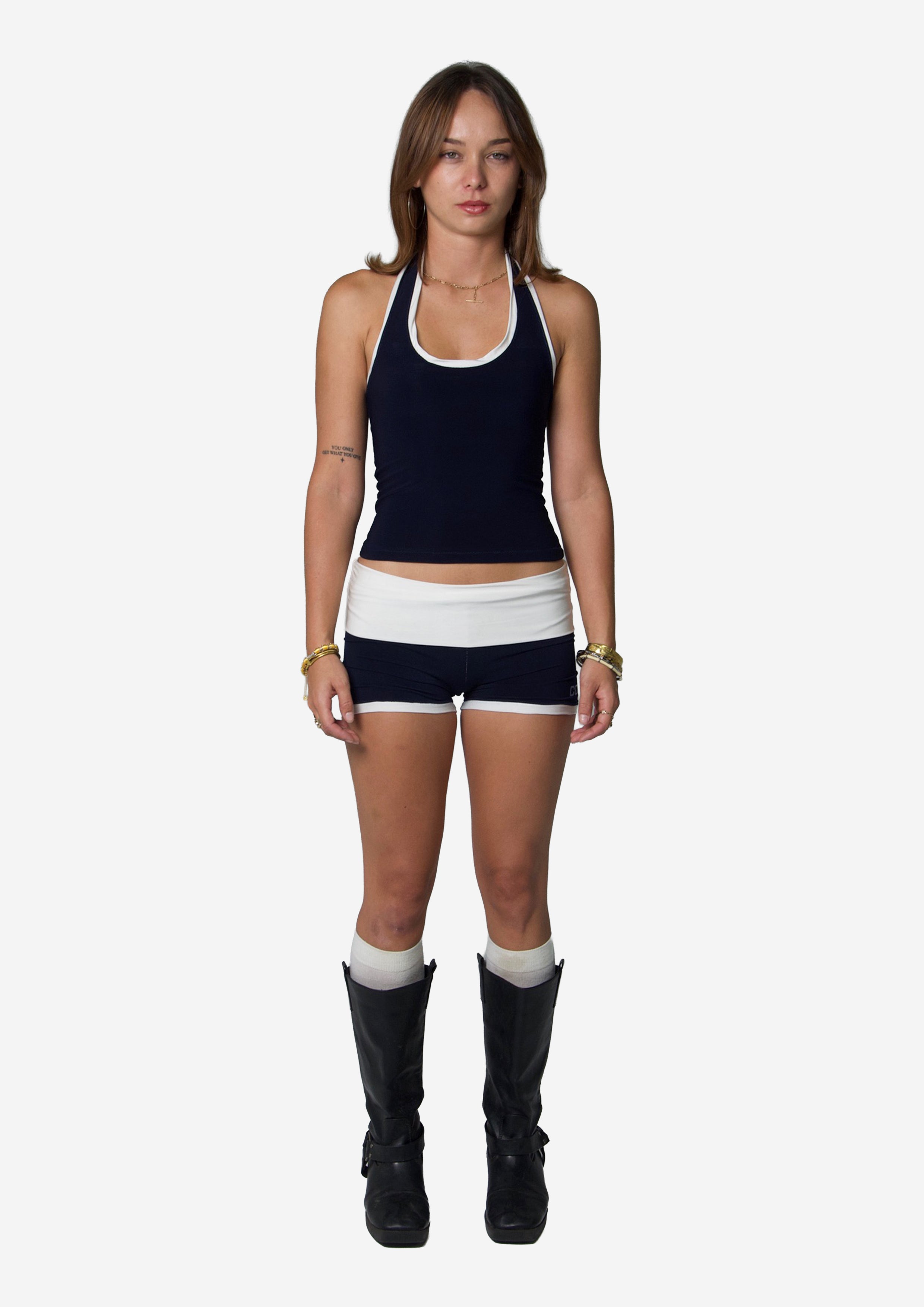 HAND MADE TEMPO HALTER TOP NAVY