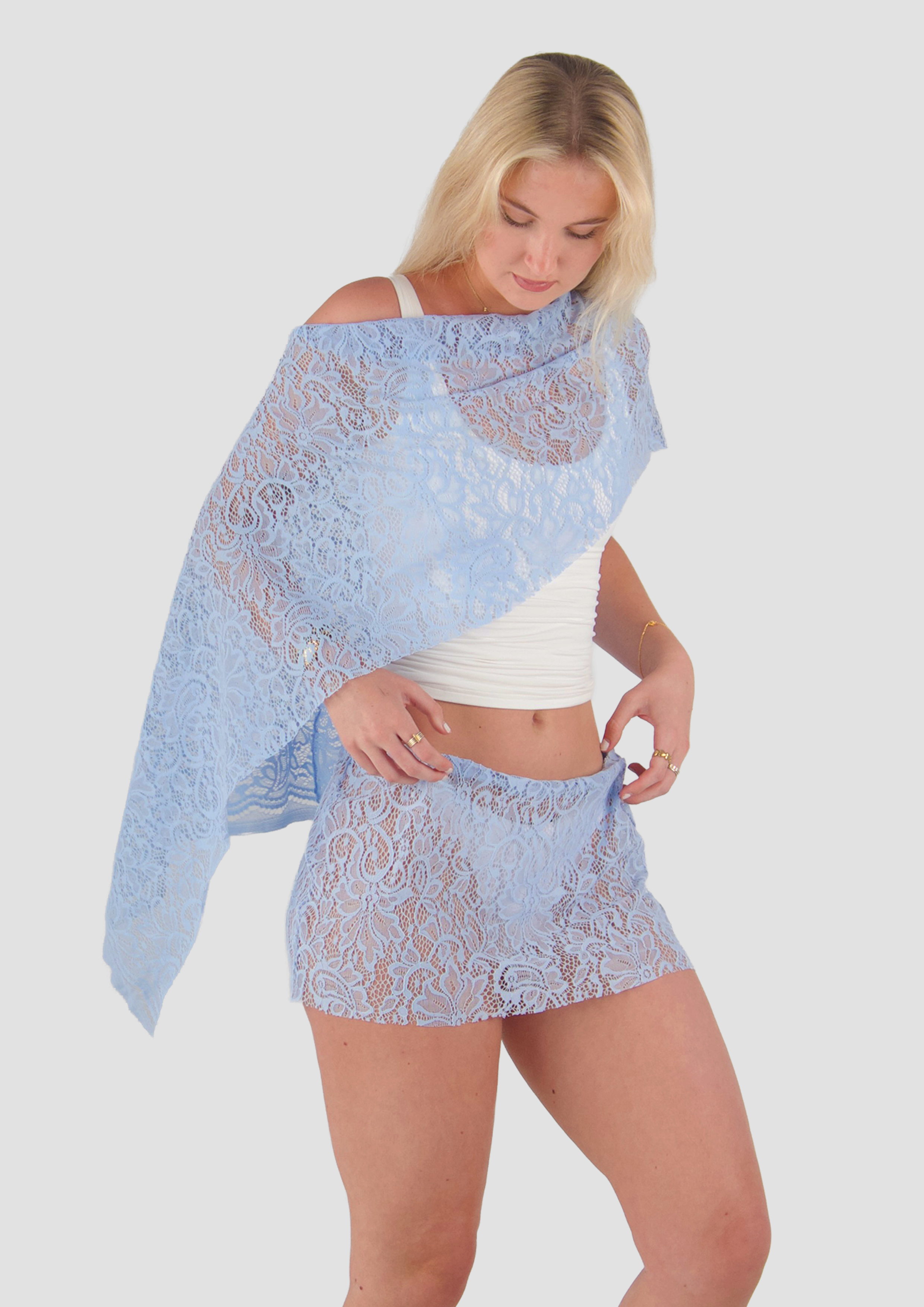 BLUE LACE MINI SKIRT