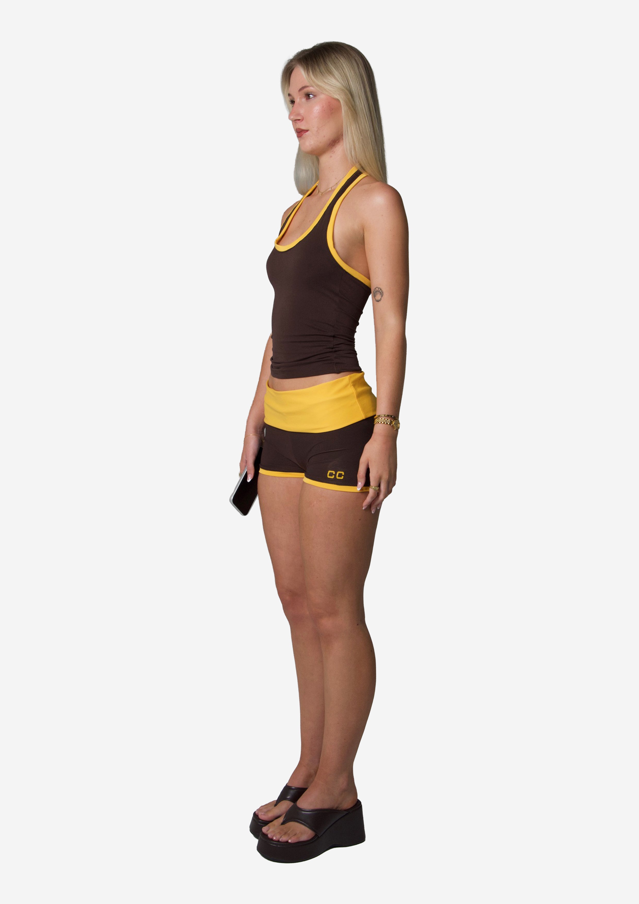 HAND MADE TEMPO HALTER TOP BROWN