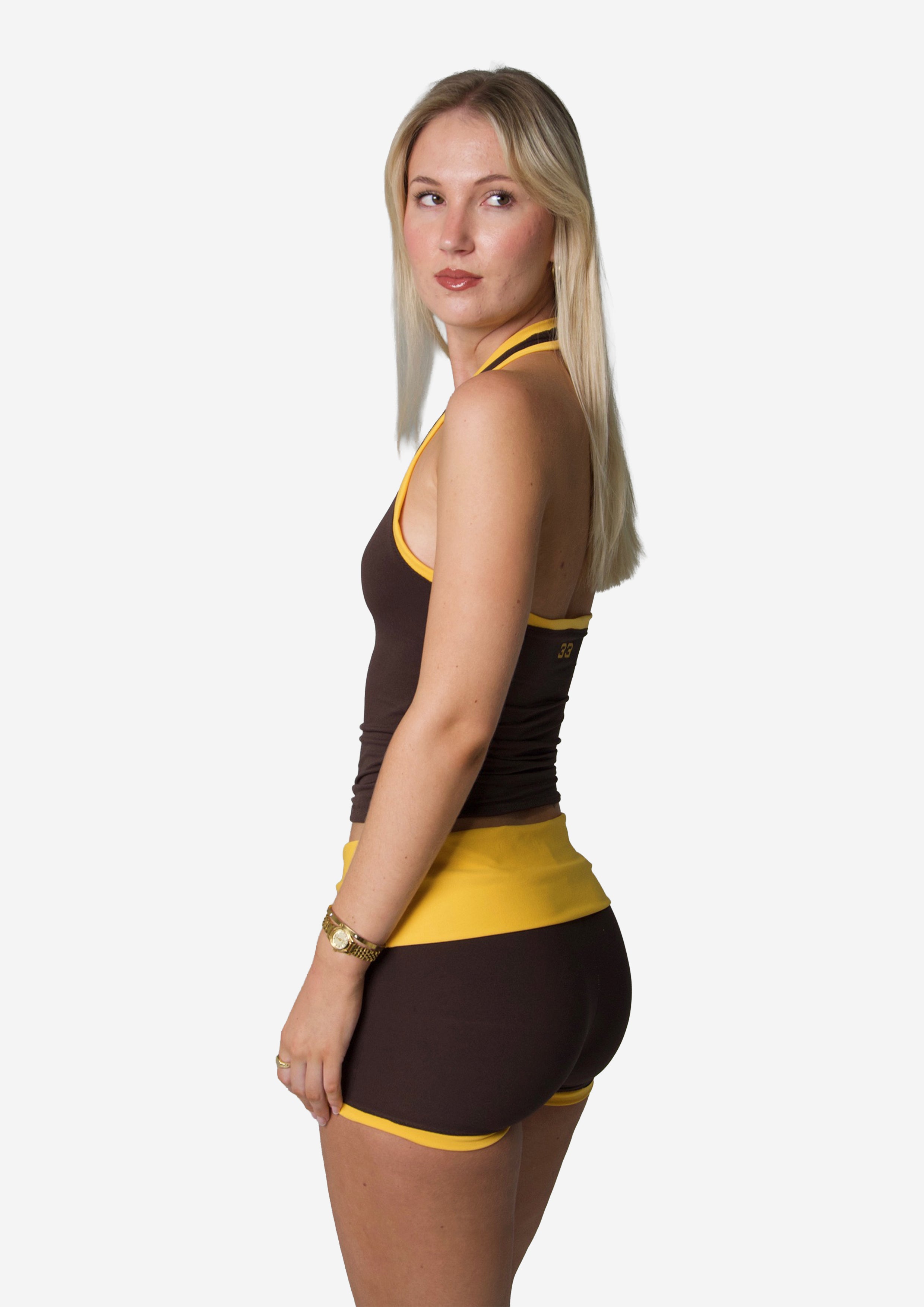 HAND MADE TEMPO HALTER TOP BROWN