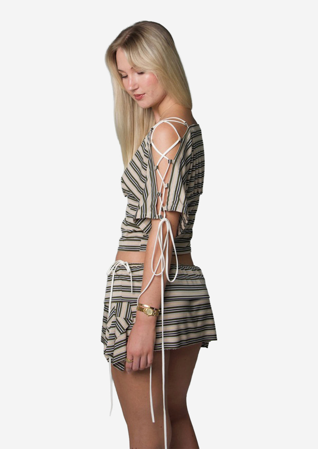 HAND MADE CRÈME CROSS SKIRT