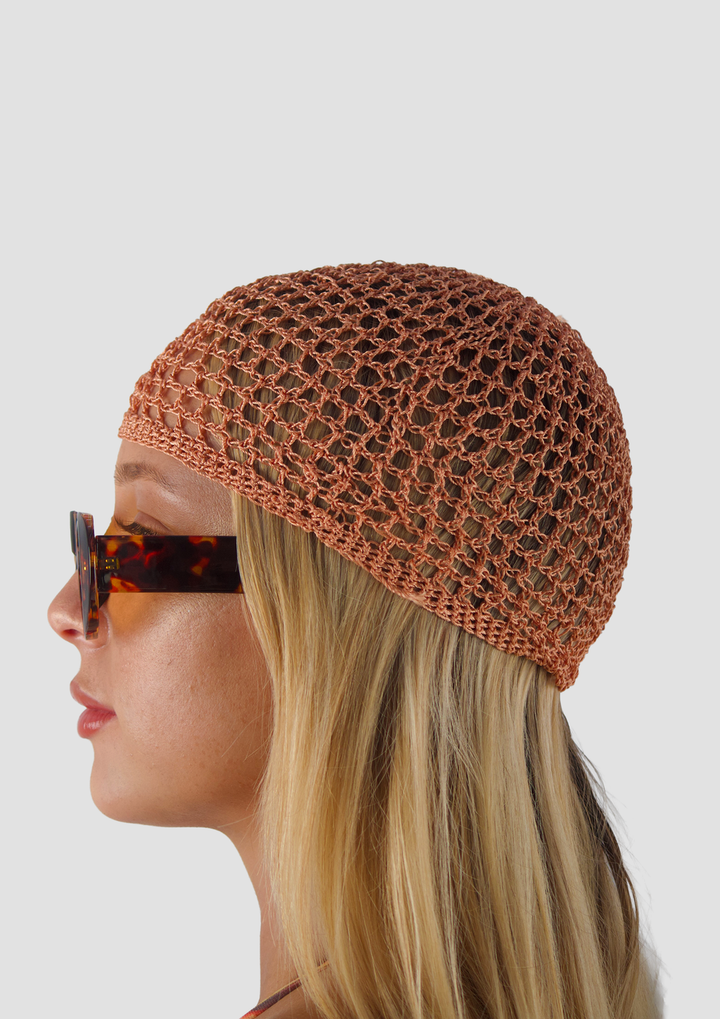 ORANGE SHIMMER CROCHET CAP