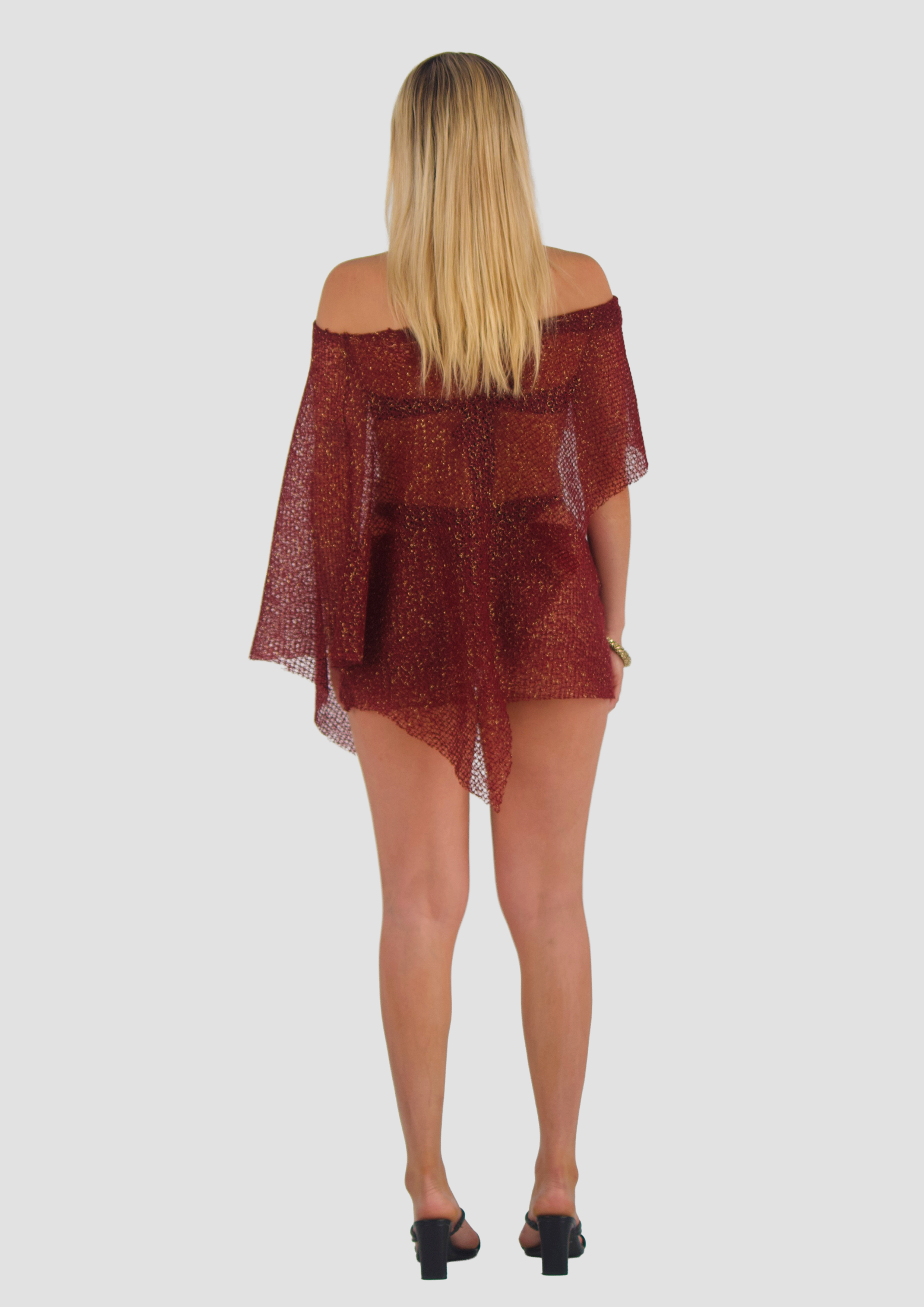 WINE RED KNIT MINI SKIRT