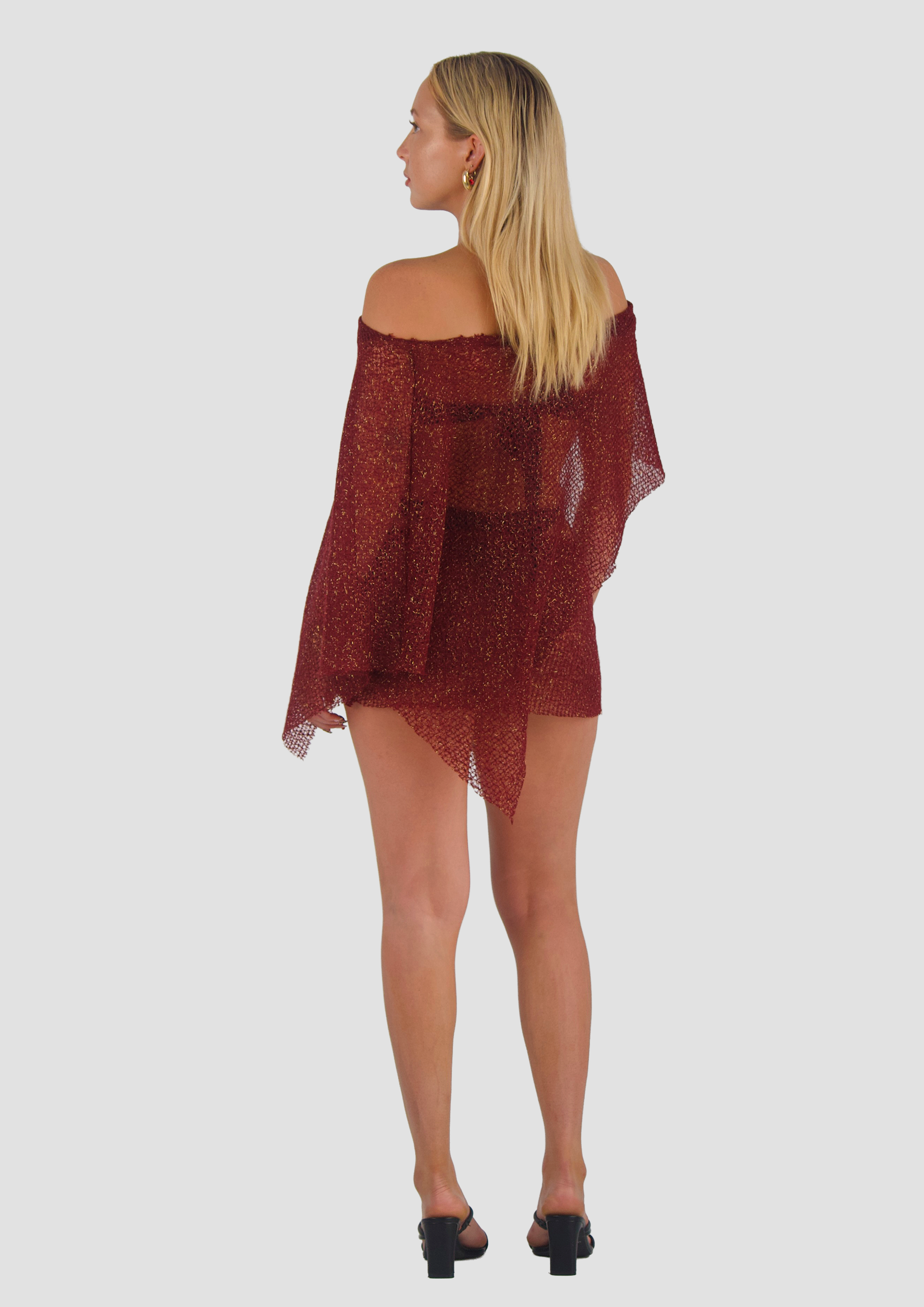 WINE RED KNIT MINI SKIRT