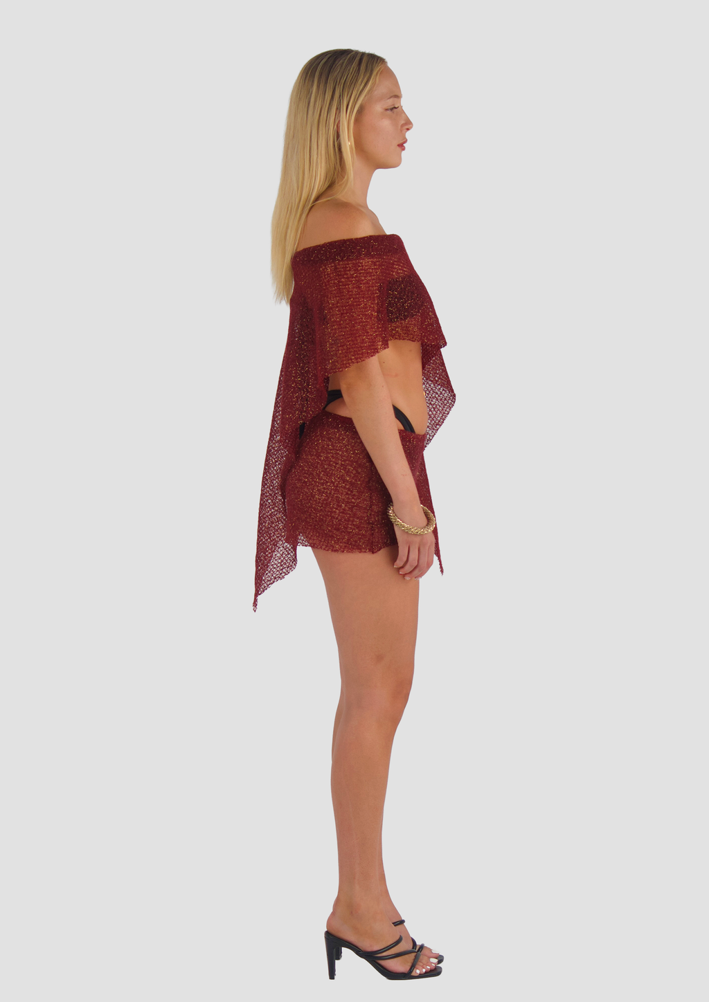 WINE RED KNIT MINI SKIRT