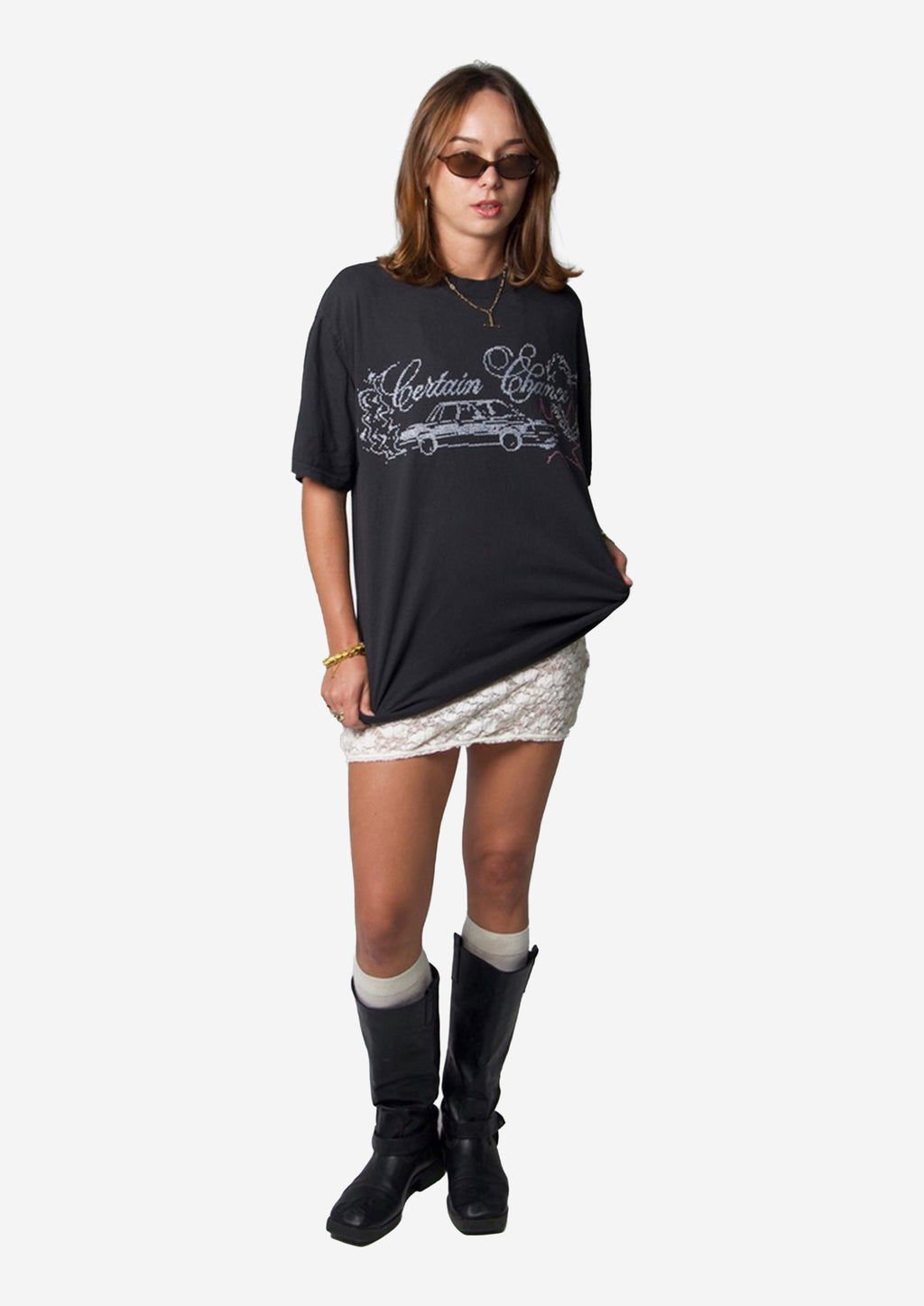 CROSS STITCH TEE SOFT BLACK