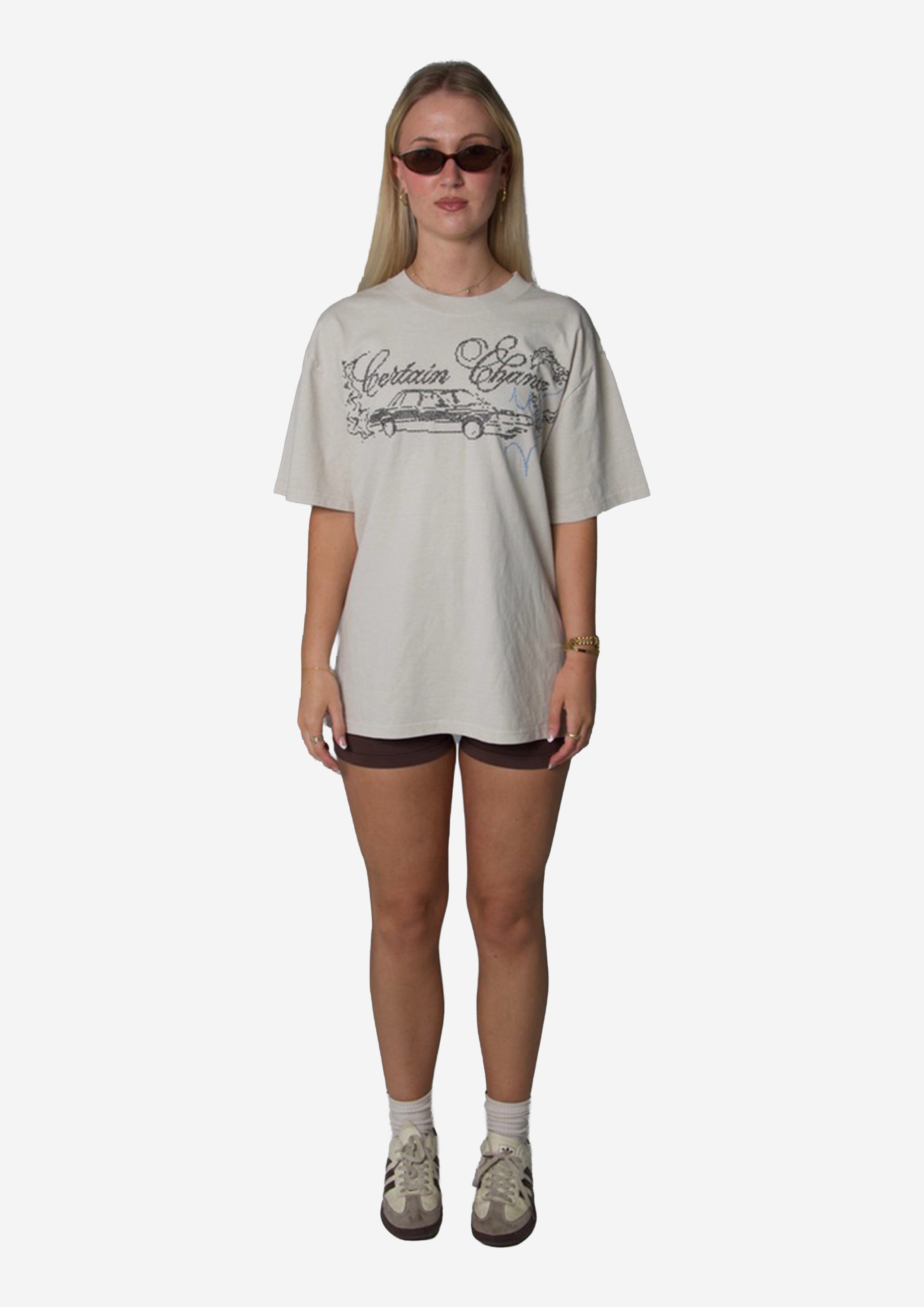 CROSS STITCH TEE IVORY