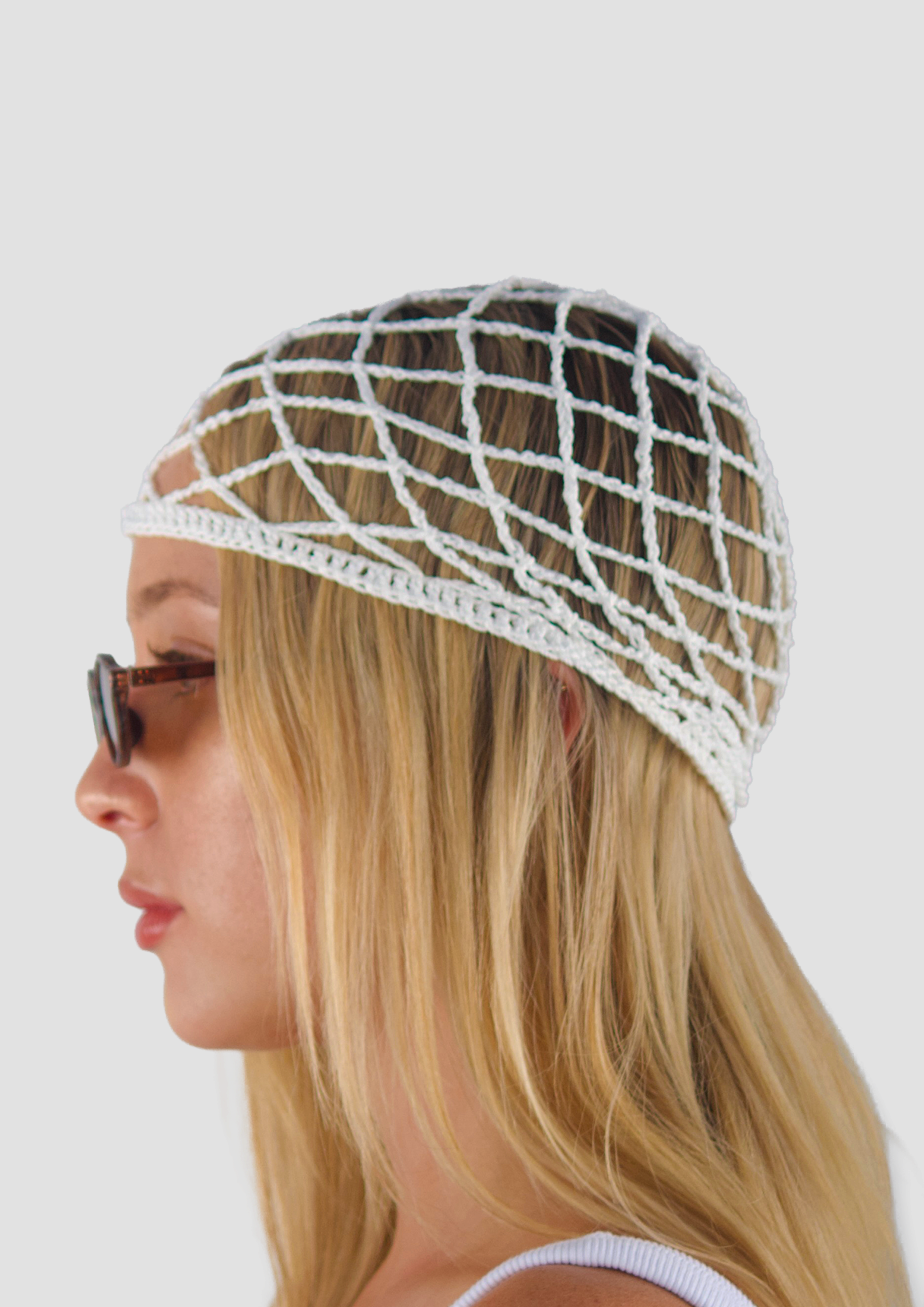 WHITE CROCHET CAP